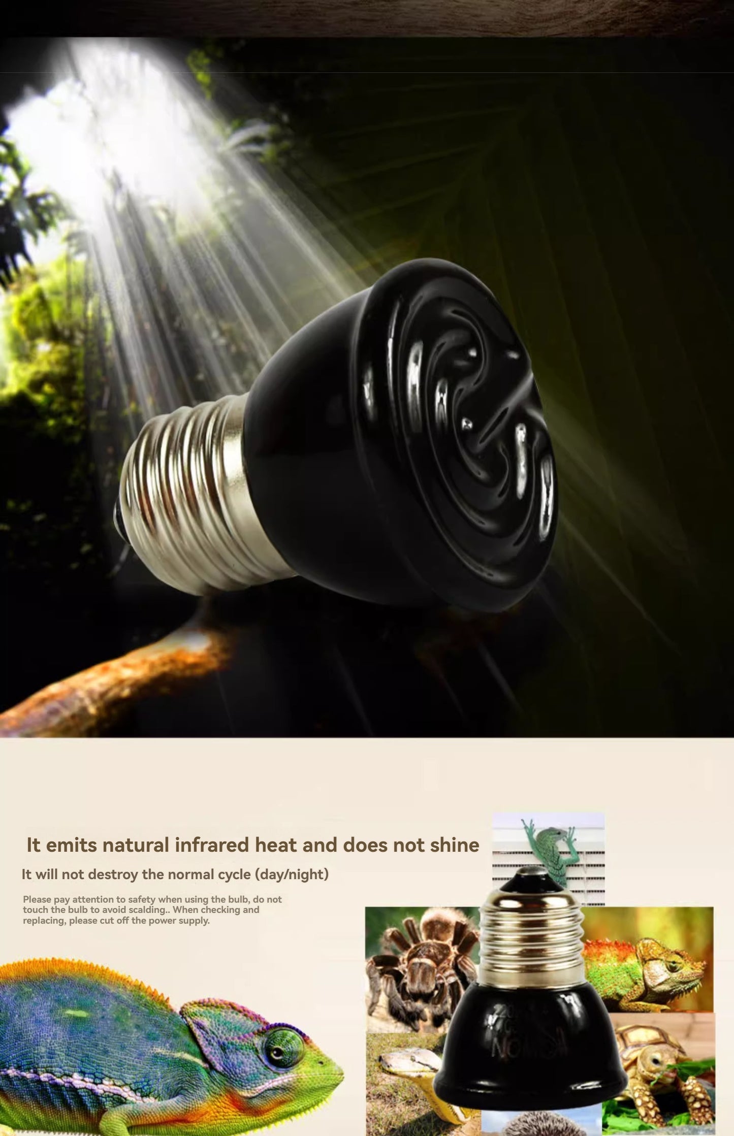 Climbing pet mini ceramic lamp turtle reptile heating bulb tortoise far infrared heat preservation lamp heating lamp